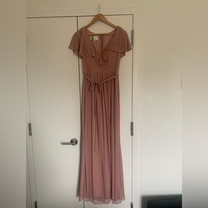 Azazie Blush Ruffle Maxi Dress